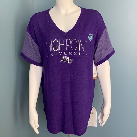 College Corner High Point University Purple V-neck tee shirt large NEW - Picture 1 of 6
